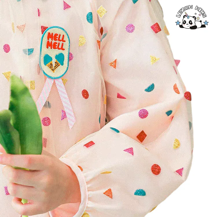 LEZONKIDS - Vestidos personalizáveis de atacado, novo produto, padrão de impressão de manga longa, design de vestido para meninas
